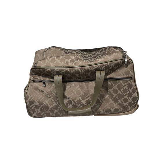 TUMI Signature Collection Wheeled Duffel 72163CFF Taupe Olive Leather Travel Bag - Picture 9 of 16